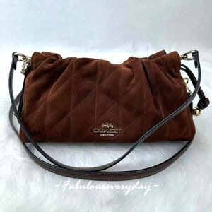 Coach Faye Shoulder Xbody Bag With Quilting Suede/Vintage Brown/Maple CCZ55 NWT